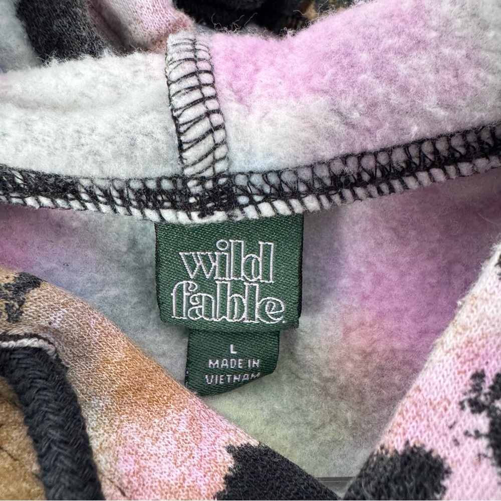 Wild fable sweater hoodie pull over crop tie dye camo pastel cotton candy fleece - Picture 5 of 10